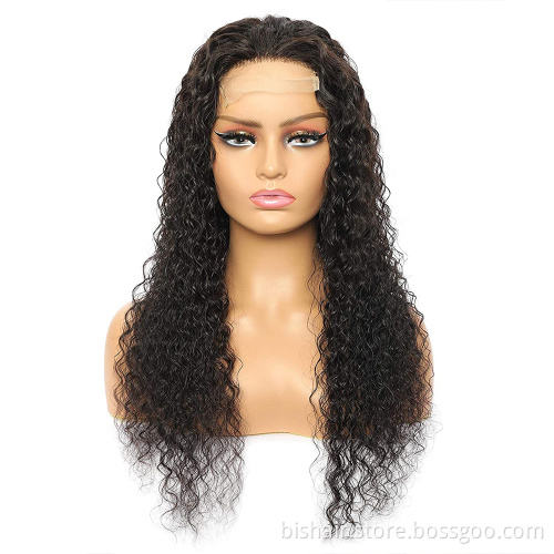 Brazilian water wave high definition lace wig with mesh anterior hair wig for black ladies 4x4 T seam lace closed wig wholesaler